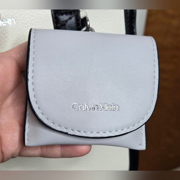 NWT CALVIN KLEIN Womens Off White Grey and Black Handbag with Crossbody Strap - Picture 7 of 14